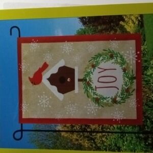 Holiday Meadow Creek Burlap Garden Flag 12.5x18" NWT